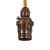 Plug-In Pendant Lampholder with Inline Switch in Antiqued Brass