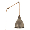 Barbican Plug-In Pendant with Inline switch in Antiqued Brass