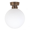 Holborn Opal Flush Fitting Ceiling Light in Antiqued Brass