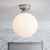 Holborn Opal Flush Fitting Ceiling Light in Nickel