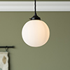 Compton Opal Glass Pendant Light in Matt Black 