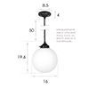 Compton Opal Glass Pendant Light in Matt Black 