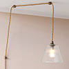 Ashley Fine Fluted Plug-In Pendant with Inline Switch in Antiqued Brass