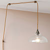 Langley Fine Fluted Plug-In Pendant in Antiqued Brass