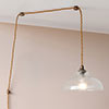 Langley Fine Fluted Plug-In Pendant with Inline Switch in Antiqued Brass