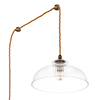 Langley Fine Fluted Plug-In Pendant with Inline Switch in Antiqued Brass