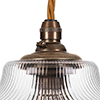 Langley Fine Fluted Plug-In Pendant with Inline Switch in Antiqued Brass