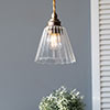 Newton Fluted Pendant Light (ES) in Antiqued Brass