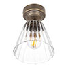 Newton Fluted Flush Mount Ceiling Light in Antiqued Brass