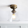 Newton Fine Fluted Flush Mount Ceiling Light in Antiqued Brass