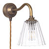 Newton Fluted Plug-In Wall Light in Antiqued Brass