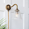 Newton Fluted Plug-In Wall Light in Antiqued Brass