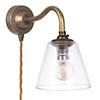 Newton Fine Fluted Plug-In Wall Light in Antiqued Brass