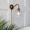 Newton Fine Fluted Plug-In Wall Light in Antiqued Brass