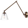 Newton Fluted Articulated Wall Light in Antiqued Brass