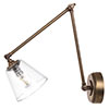 Newton Fine Fluted Articulated Wall Light in Antiqued Brass