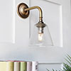 Newton Fine Fluted Wall Light with Brooke Arm in Antiqued Brass