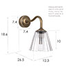 Newton Fluted Bathroom Wall Light with Byron Arm in Antiqued Brass