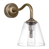 Newton Fine Fluted Bathroom Wall Light with Byron Arm in Antiqued Brass