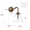 Newton Fine Fluted Bathroom Wall Light with Byron Arm in Antiqued Brass