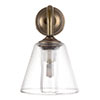 Newton Fine Fluted Bathroom Wall Light with Byron Arm in Antiqued Brass