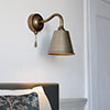 Club Pull Cord Wall Light in Antiqued Brass