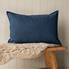 60cm Oxford Rectangular Cushion Cover in Indigo Waterford Linen