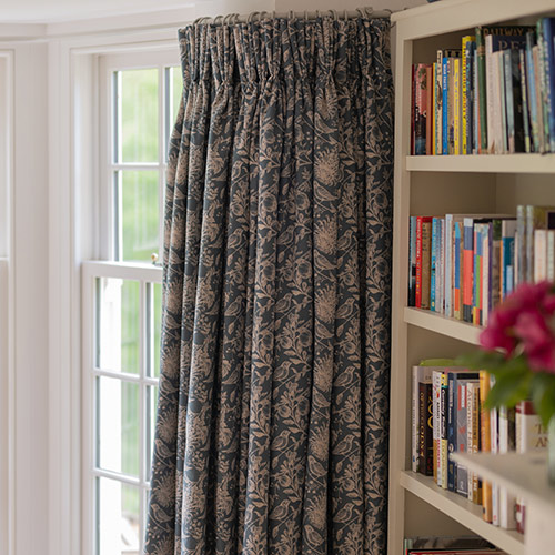 Curtains in Indigo Woodland