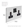 13amp 2 Gang Socket in Nickel, Bevelled, Black Switches