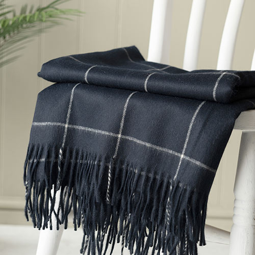 Lambswool Angora Throw in Prussian Blue