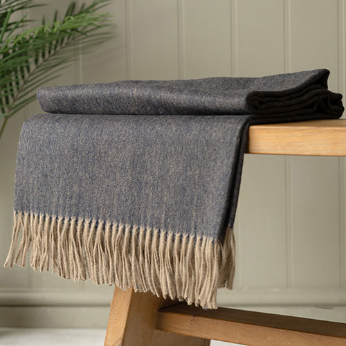 Lambswool Angora Throw in Peacock