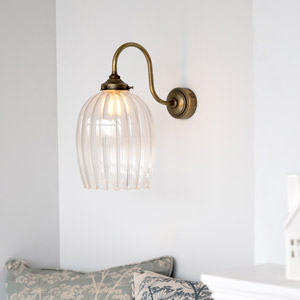 Clifton Fluted Wall Lights in Antiqued Brass