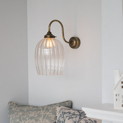 Clifton Fluted Wall Lights in Antiqued Brass